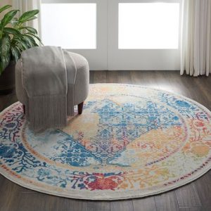 Ankara Global rug in light multicolour round | Persian Rugs | Rug & Table Shop Halifax West Yorkshire | 01422 414459