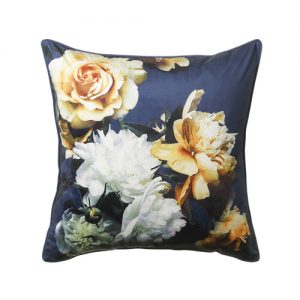 midnight blue floral cushion