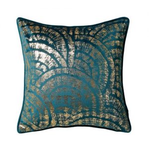 teal gold cushion front pattern