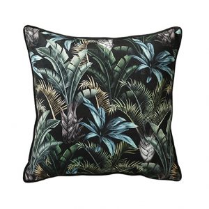 black and green wild flora cushion